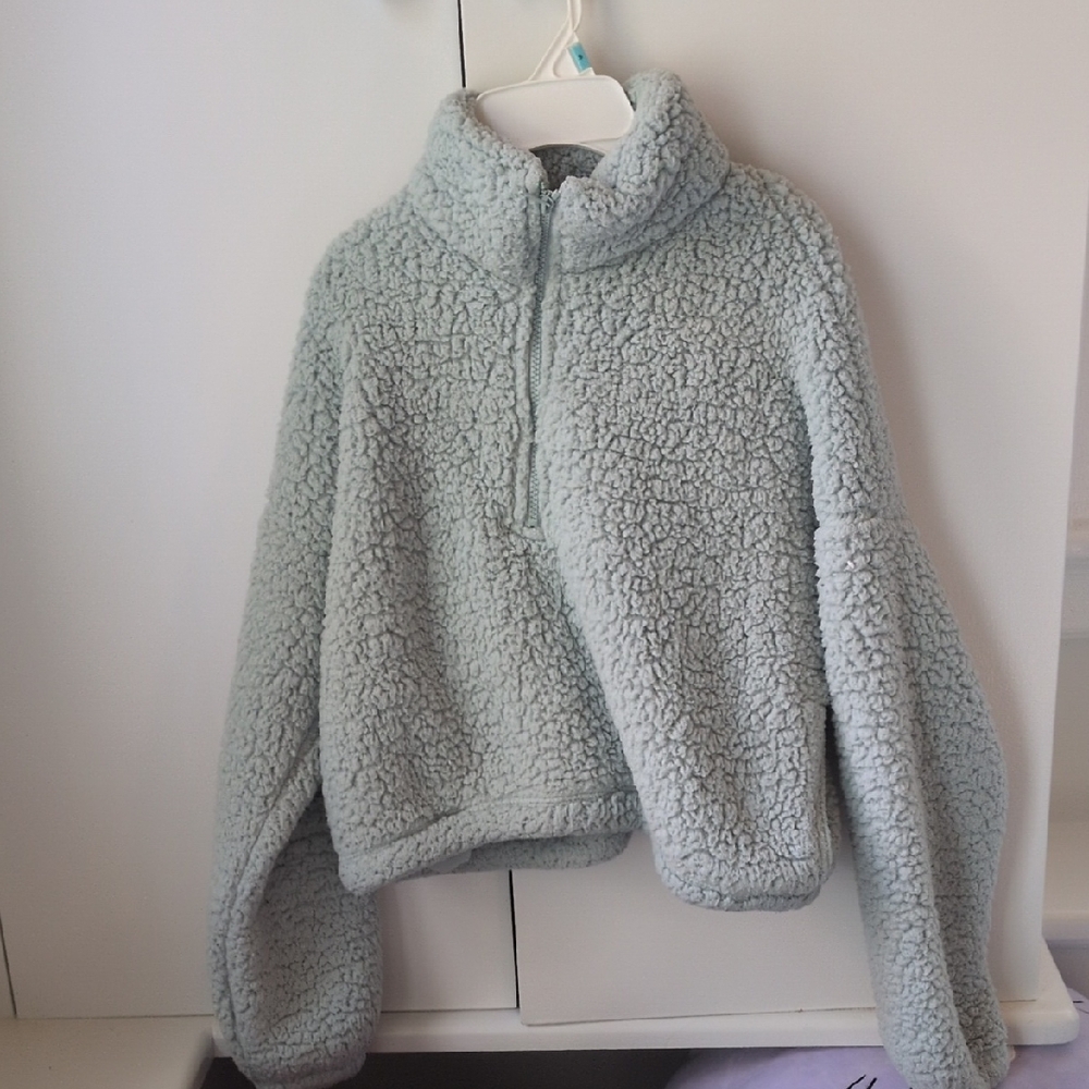 Hollister Light Gray Sherpa Jacket
